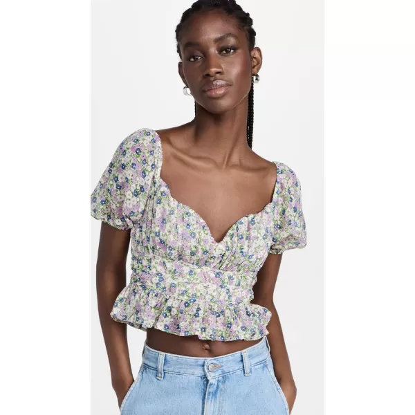 ASTR the label Womens Leigh TopGreen Purple Floral