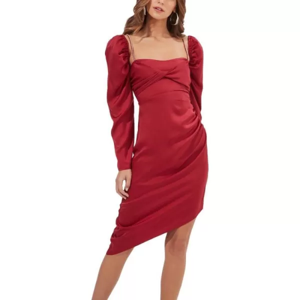 ASTR the label Claudina Womens Asymmetric Embellished Long Sleeve Midi DressFuchsia