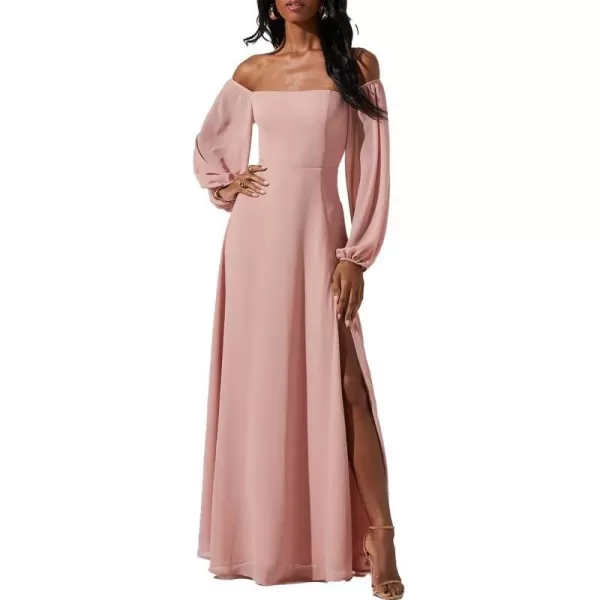 ASTR the label Lucinda Womens Off The Shoulder Blouson Sleeve Maxi DressRose