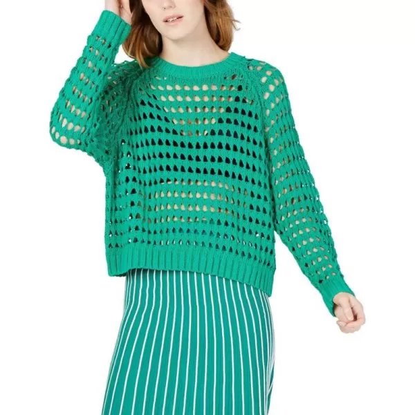 ASTR the label Womens Cameron Open Knit Lightweight Crewneck SweaterEmerald Green