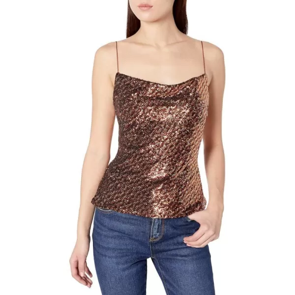 ASTR the label Womens Mai Sequin Cami Tank TopRust Gold Sequins