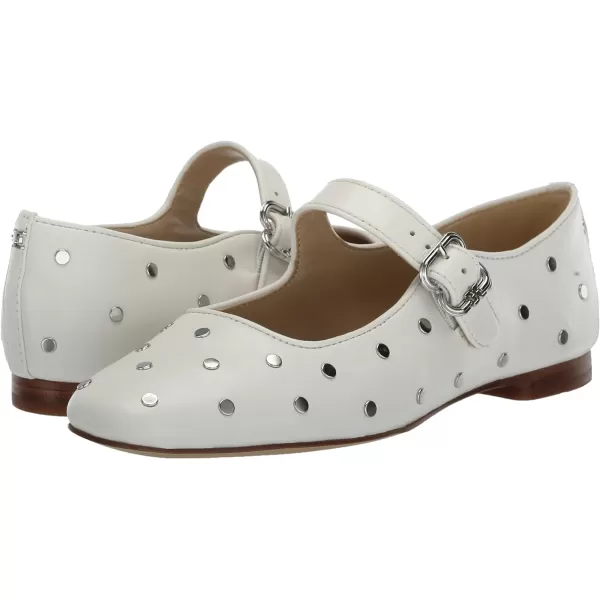 Sam Edelman Womens Michaela Stud Mary Jane FlatBright White