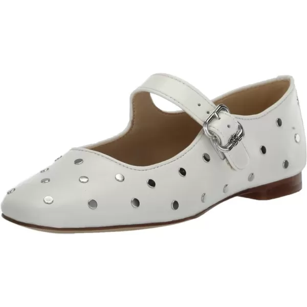 Sam Edelman Womens Michaela Stud Mary Jane FlatBright White
