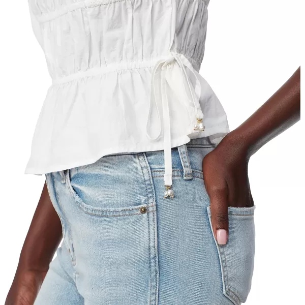 Sam Edelman Sportswear Womens Meadow Pleat Lace Trim BlouseBright White