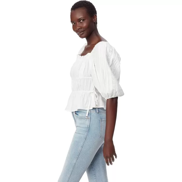 Sam Edelman Sportswear Womens Meadow Pleat Lace Trim BlouseBright White