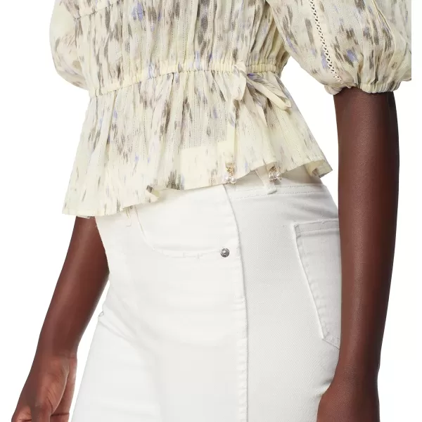 Sam Edelman Sportswear Womens Meadow Pleat Lace Trim BlouseDancing Blooms  Transparent Yellow