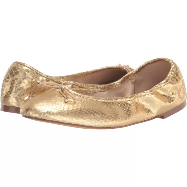 Sam Edelman Womens Felicia Ballet FlatGold Boa Embossed Metallic