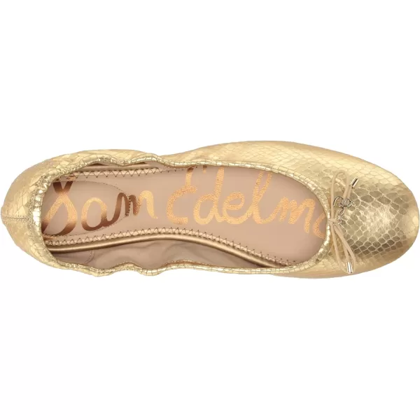 Sam Edelman Womens Felicia Ballet FlatGold Boa Embossed Metallic