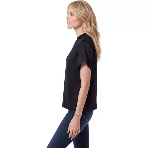 Sam Edelman Womens Leona Sweater Neck Satin TopBlack