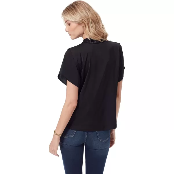 Sam Edelman Womens Leona Sweater Neck Satin TopBlack
