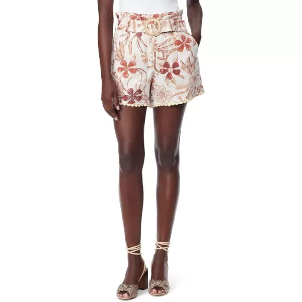 Sam Edelman Sportswear Womens Kira Belted Paper Bag ShortFlora Stamp  White Sand