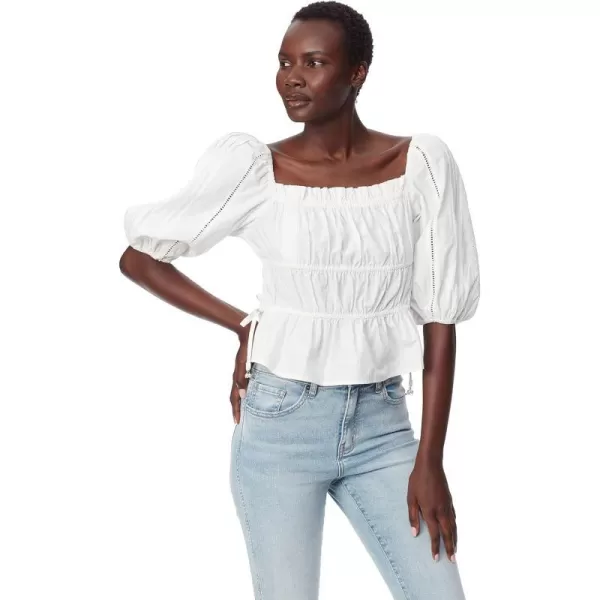 Sam Edelman Sportswear Womens Meadow Pleat Lace Trim BlouseBright White