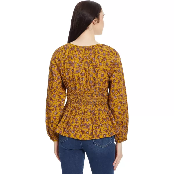 Sam Edelman Womens Cilian Bustier Blouse TopGolden Sprigolive Oil