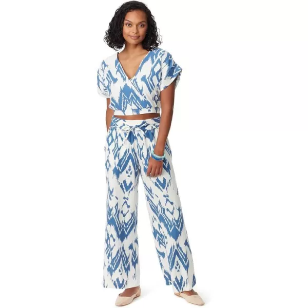Sam Edelman Sportswear Womens Adele Surplice Neck TopIkat Texture  White Alyssum