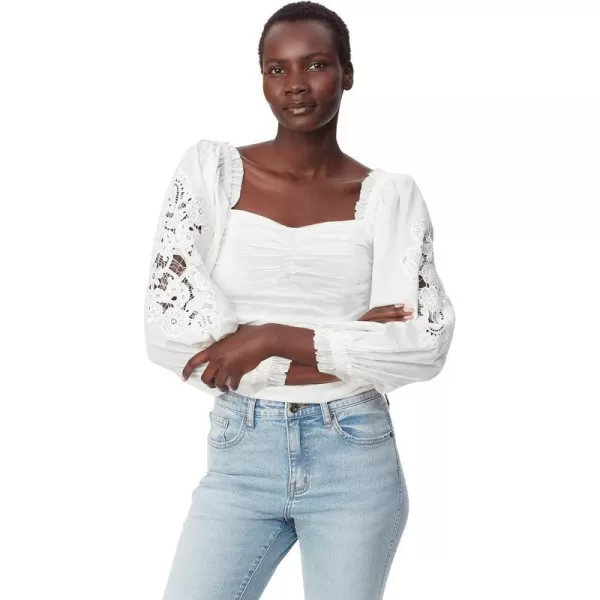 Sam Edelman Sportswear Womens Stevie Laced Long Sleeve BlouseGardenia