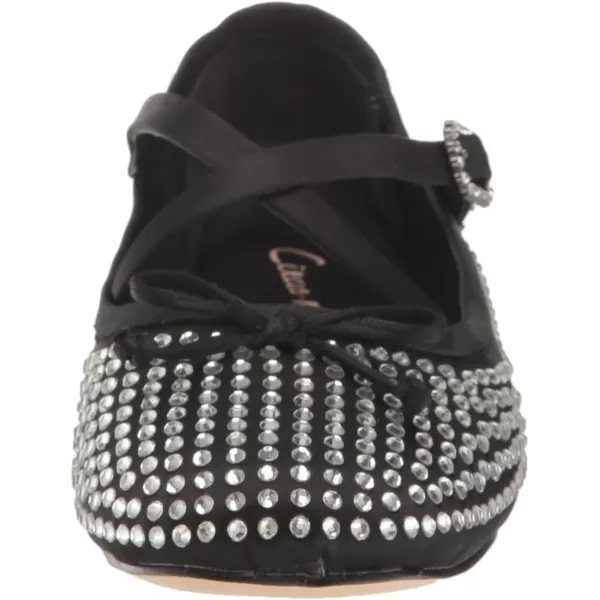 Circus NY Womens Zuri Ballet FlatBlack Satin Jewel