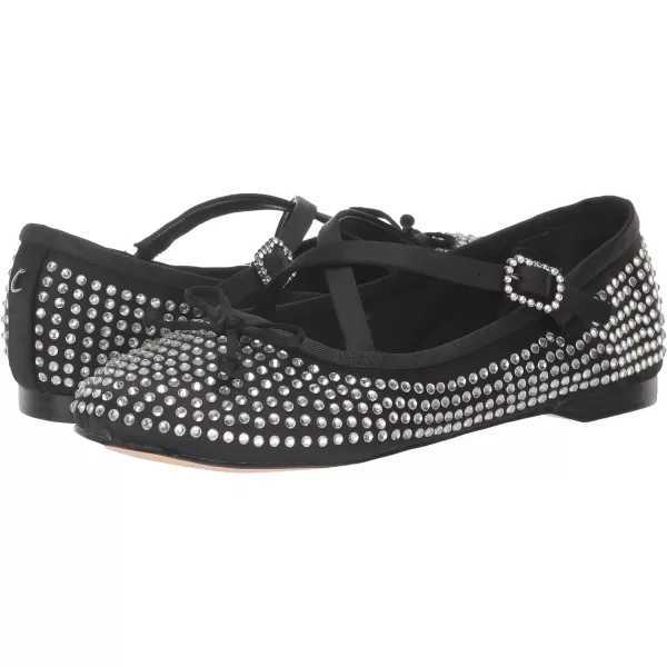 Circus NY Womens Zuri Ballet FlatBlack Satin Jewel