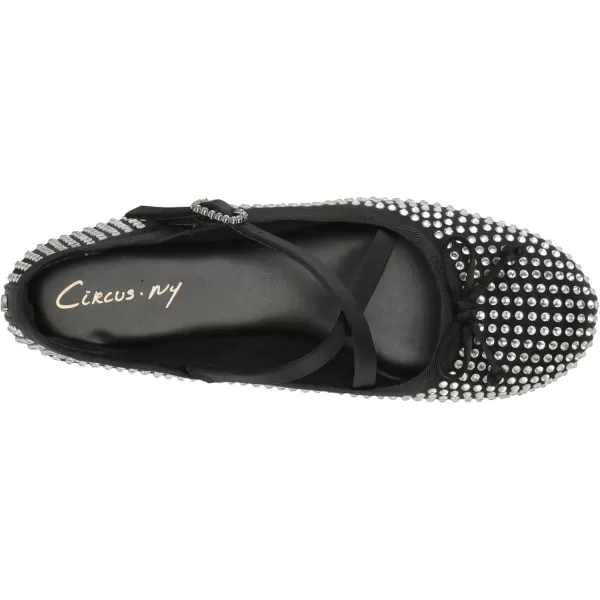 Circus NY Womens Zuri Ballet FlatBlack Satin Jewel