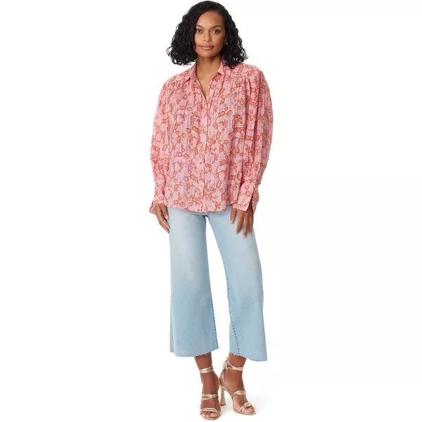 Sam Edelman Sportswear Womens Nora Button Down Long Sleeve ShirtCoastal Flora  Peach Dust