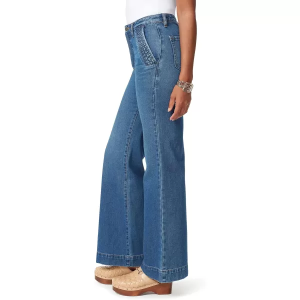 Sam Edelman Womens Bay High Rise Trouser Flare JeanMoondance  Braid Detail