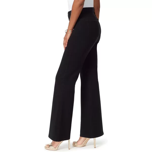 Sam Edelman Womens Bay High Rise Trouser Flare JeanTrue Black  Pu Trim