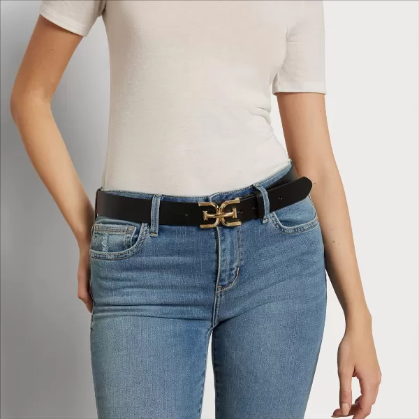 Sam Edelman Womens Doublee Logo Plaque Buckle Jean and Trouser BeltBlack