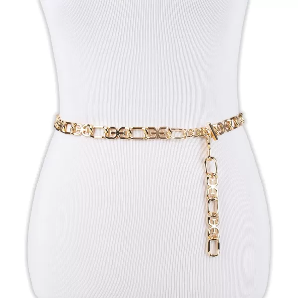 Sam Edelman Womens Fully Adjustable Doublee Logo Chain Link Dress BeltGold