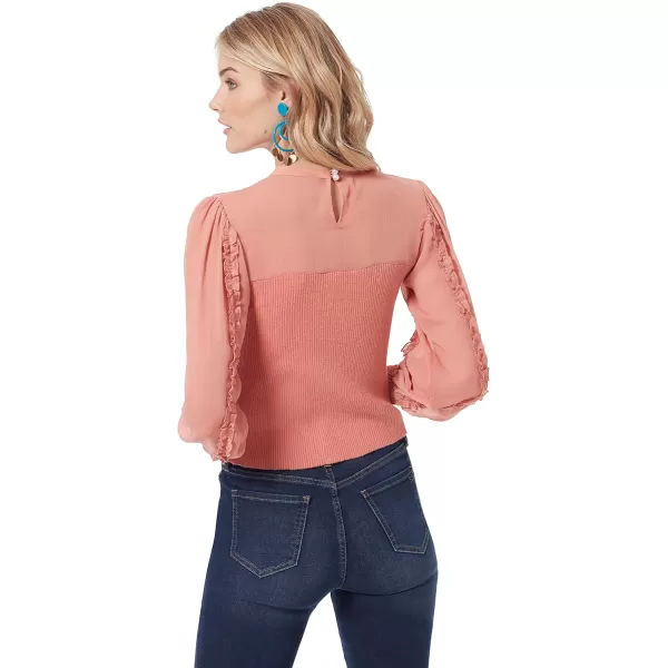 Sam Edelman Womens Julian Ruffle Sleeve SweaterCanyon Clay