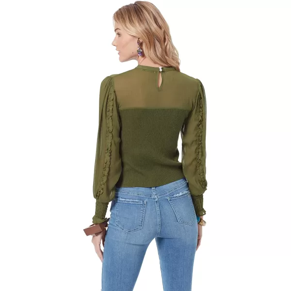 Sam Edelman Womens Julian Ruffle Sleeve SweaterCapulet Olive
