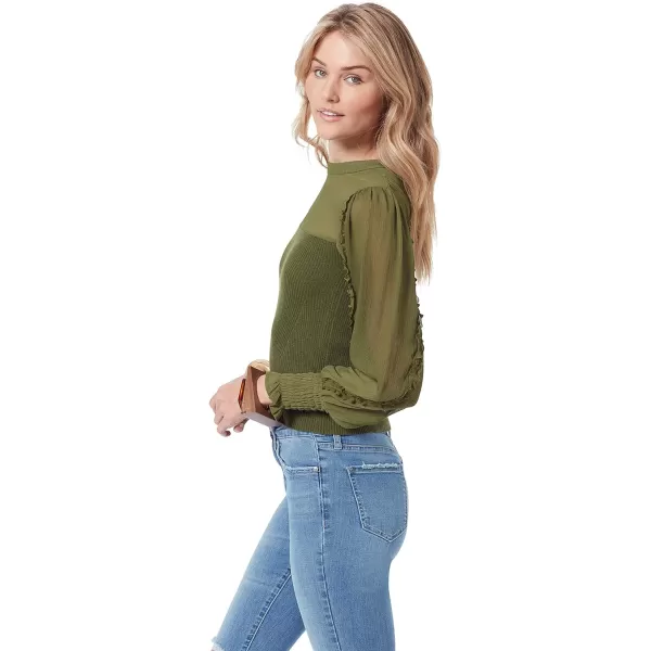 Sam Edelman Womens Julian Ruffle Sleeve SweaterCapulet Olive