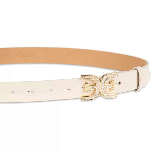 Sam Edelman Womens Pearl Embellished Doublee Logo Plaque Buckle BeltSam Edelman Womens Pearl Embellished Doublee Logo Plaque Buckle Belt