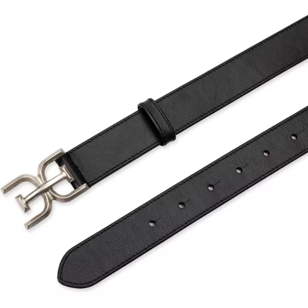 Sam Edelman Womens Slim Stitched Edge Doublee Plaque Buckle BeltBlack