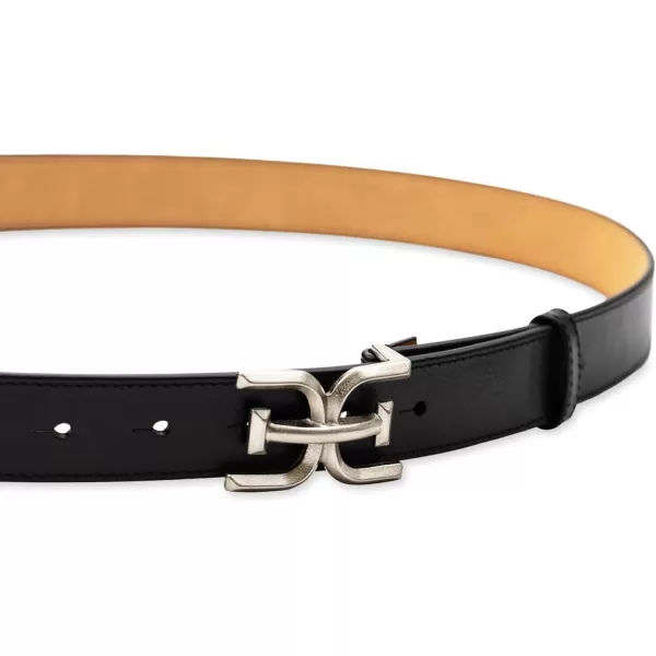 Sam Edelman Womens Slim Stitched Edge Doublee Plaque Buckle BeltBlack