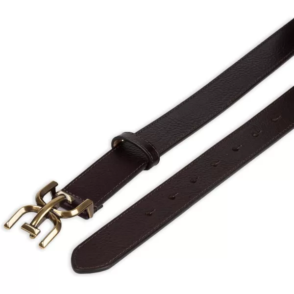 Sam Edelman Womens Slim Stitched Edge Doublee Plaque Buckle BeltBrown