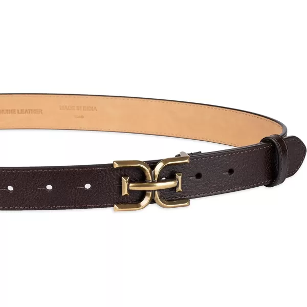 Sam Edelman Womens Slim Stitched Edge Doublee Plaque Buckle BeltBrown