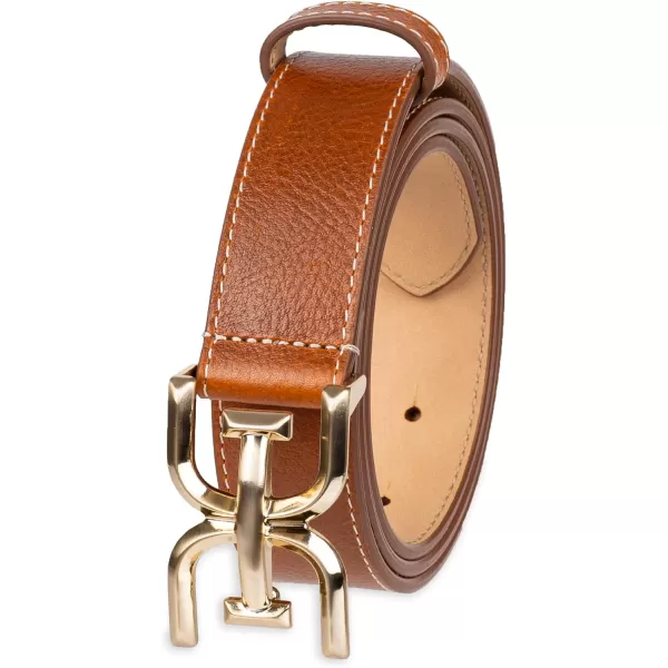 Sam Edelman Womens Slim Stitched Edge Doublee Plaque Buckle BeltSaddle