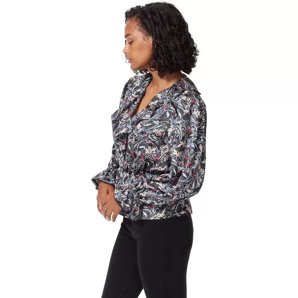 Sam Edelman Womens Vermont Cinched Waist TopDrifitng Paisley  Black