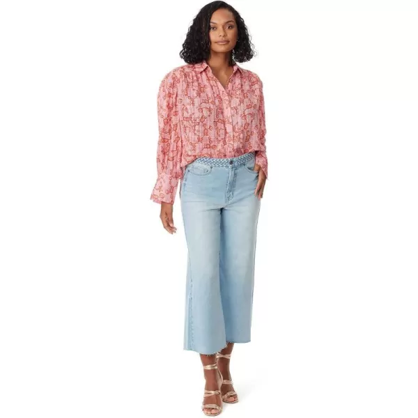 Sam Edelman Sportswear Womens Nora Button Down Long Sleeve ShirtCoastal Flora  Peach Dust