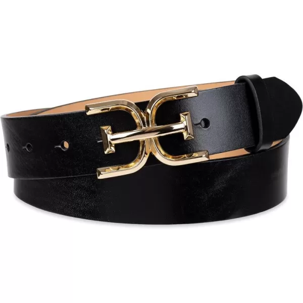 Sam Edelman Womens Doublee Logo Plaque Buckle Jean and Trouser BeltBlack
