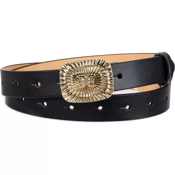 Sam Edelman Womens Fully Adjustable Radiant Sunburst Plaque Buckle BeltSam Edelman Womens Fully Adjustable Radiant Sunburst Plaque Buckle Belt