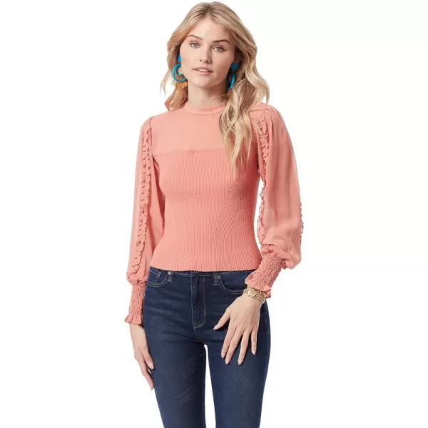 Sam Edelman Womens Julian Ruffle Sleeve SweaterCanyon Clay