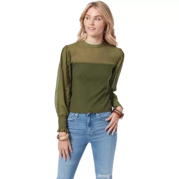 Sam Edelman Womens Julian Ruffle Sleeve SweaterCapulet Olive