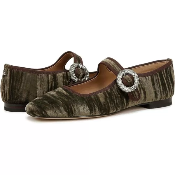 Sam Edelman Womens Michaela Mary Jane FlatWinter Moss Crystal