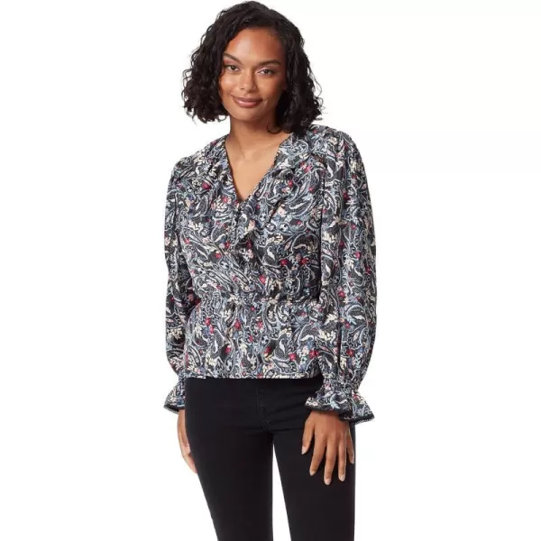 Sam Edelman Womens Vermont Cinched Waist TopDrifitng Paisley  Black