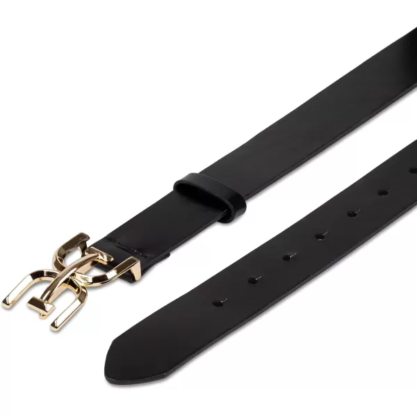 Sam Edelman Womens Casual DoubleE Logo Plaque Buckle Leather Belt for Jeans and TrousersBlack