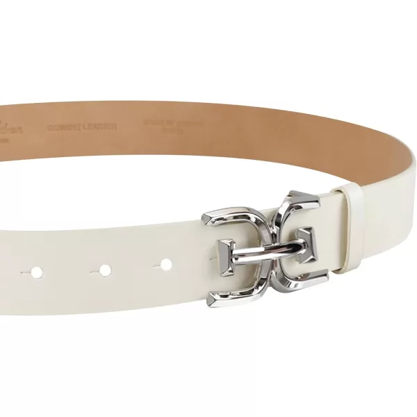Sam Edelman Womens Casual DoubleE Logo Plaque Buckle Leather Belt for Jeans and TrousersIvory
