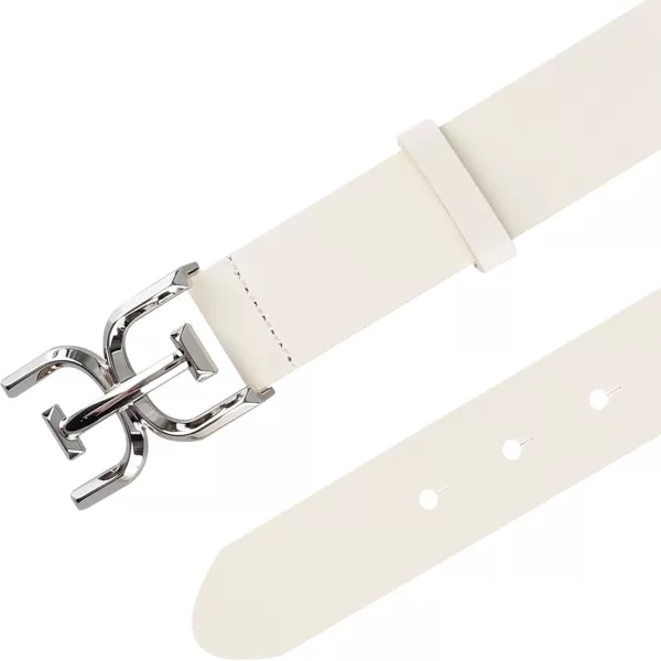 Sam Edelman Womens Casual DoubleE Logo Plaque Buckle Leather Belt for Jeans and TrousersIvory