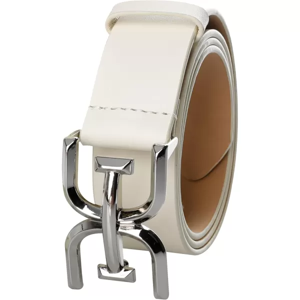 Sam Edelman Womens Casual DoubleE Logo Plaque Buckle Leather Belt for Jeans and TrousersIvory