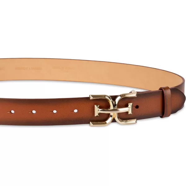 Sam Edelman Womens Casual DoubleE Logo Plaque Buckle Leather Belt for Jeans and TrousersTan