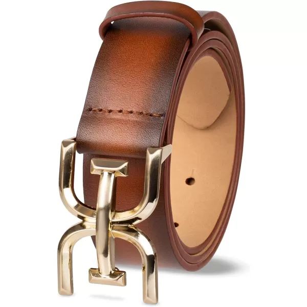 Sam Edelman Womens Casual DoubleE Logo Plaque Buckle Leather Belt for Jeans and TrousersTan